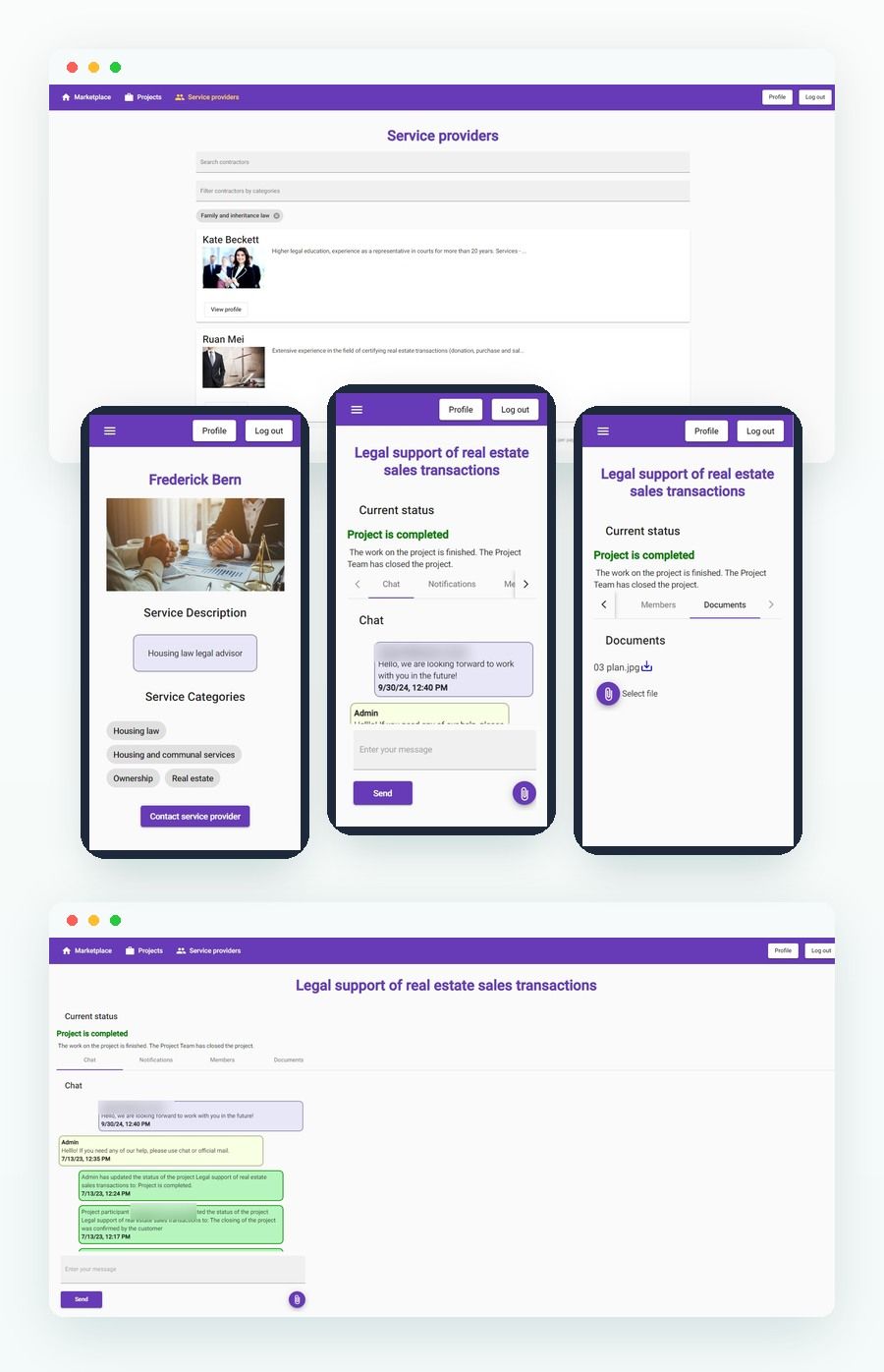 Legal services marketplace